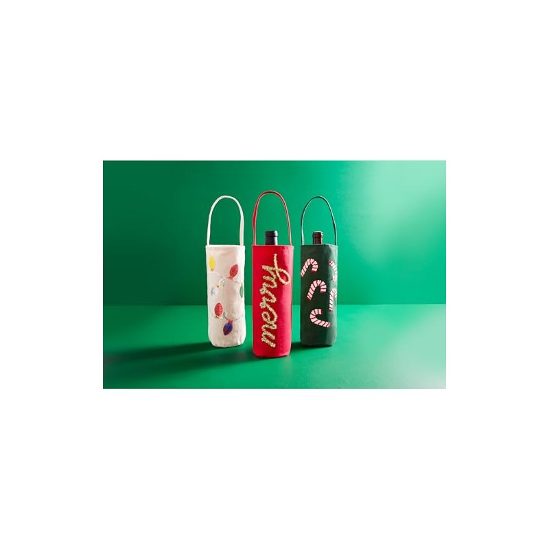 Mud Pie Sequin Wine Bag, Red, 15" x 5"