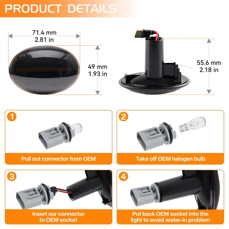 LED Side Marker Light Assembly for MINI Cooper R55 R56