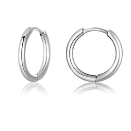 Titanium Hoop Earrings for Men and Women, G23 Titanium Hoop Earrings, Hypoallergenic, Small Folding Hoop Earrings, Cartilage Helix Ear Piercing, 8/10/12 mm, Titanium, No Gemstone