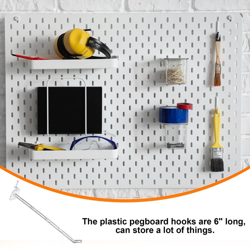 sourcing map 20pcs Clear Pegboard Hooks 6" Length Plastic Peg