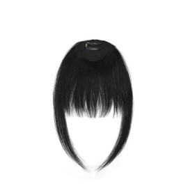 Invisible Clip in Bangs Human Hair for Women,Bangs Hair Clip Human Hair,TESS Wispy Bangs Fringe with Temples,Deep Black