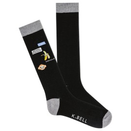 K. Bell Socks Funny Jokes and Wordplay Novelty Crew Socks, Black, Men's Shoe Size: 6-12