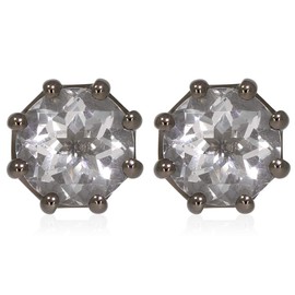 XEN 3.78ct Black Rhodium Stud Earrings with Rock Crystal, Sterling Silver