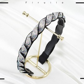 Firuilo Rhinestones Headband Bling Crystal Hairbands Fashion Sparkle Thin Hair Hoop Colorful Teeth Head Bands for Women(AB Crystal) (Type A)