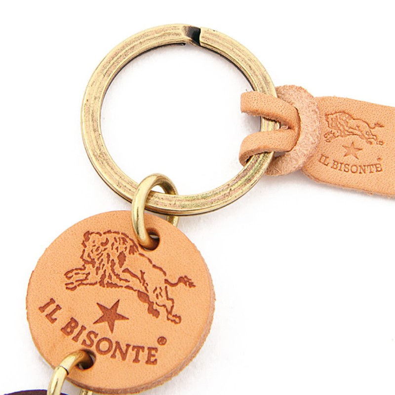 IL BISONTE Key Chain, Key Ring, Leather, Genuine Leather, Cowhide