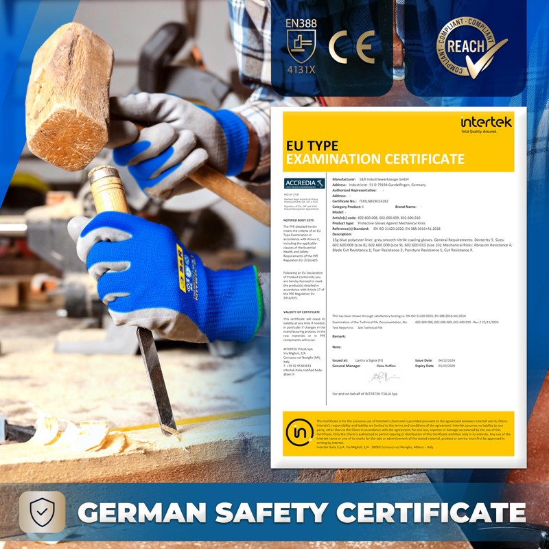 S&R Protective Gloves 12 Pairs with Nitrile Coating in XL/10,