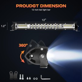 LED Light Bar kit for Truck - 12 inch 120W Slim LED Lights Bar, 12V 24V Tractor Led Work Lights,Waterproof Off-Road Driving Lights for Pickup Golf Cart Snowblower UTV Bumper,4Pcs