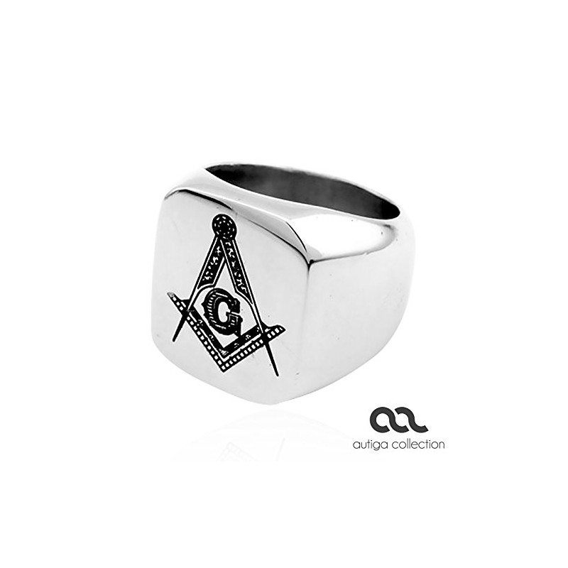 Autiga Masonic Ring Men's Stainless Steel Angle Compass Masonic Signet