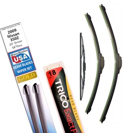 Beam Blade Wipers Replacement Set for 2009 Nissan 350Z w/Rear - WiperBladesUSA Gold Beam Wiper Blades Wipers Set