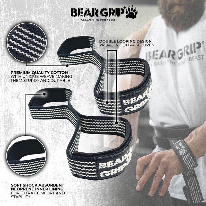 BEAR GRIP - High Quality Figure-8 Weight Lifting Straps (Sold