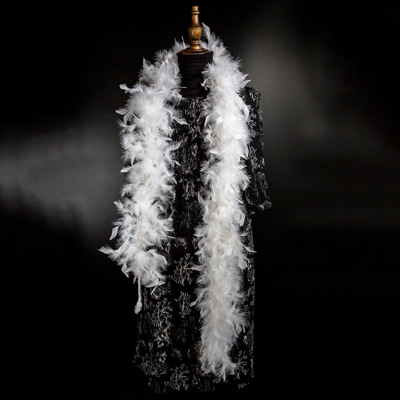 YCHTEWY-Elegant Turkey & Marabou Feather Boa - Glamorous 2-Yard Accessory