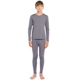ViCherub Thermal Underwear Set for Boys Long Johns Fleece Lined Kids Base Layer Thermals Sets Boy Grey M