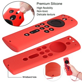 [2 Pack] Silicone Cover Case for Fire TV Stick 4K / Fire TV (3rd Gen) Compatible with All-New 2nd Gen Alexa Voice Remote Control (Red and Blue)