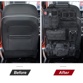 Universal Tactical Vehicle Back Seat Organizer with 5 Molle Pouch Molle Pouches Truck Seat Organizer Tactical Gear for Car Truck Ford Jeep Vehicle