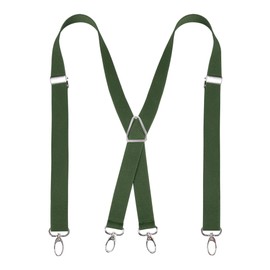 Alizeal Mens 1 Inch Suspenders with 4 Swivel Hooks & Elastic Band, 062-olive Green(hook), One Size