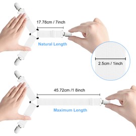Morcheiong 4 Pack Bed Sheet Straps Adjustable Sheet Fasteners with Sheet Clips for Bedding Stays Sofas and Tablecloths- White