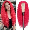 Curly Wig for Women, Hot Pink Wig, 26 inch, Synthetic