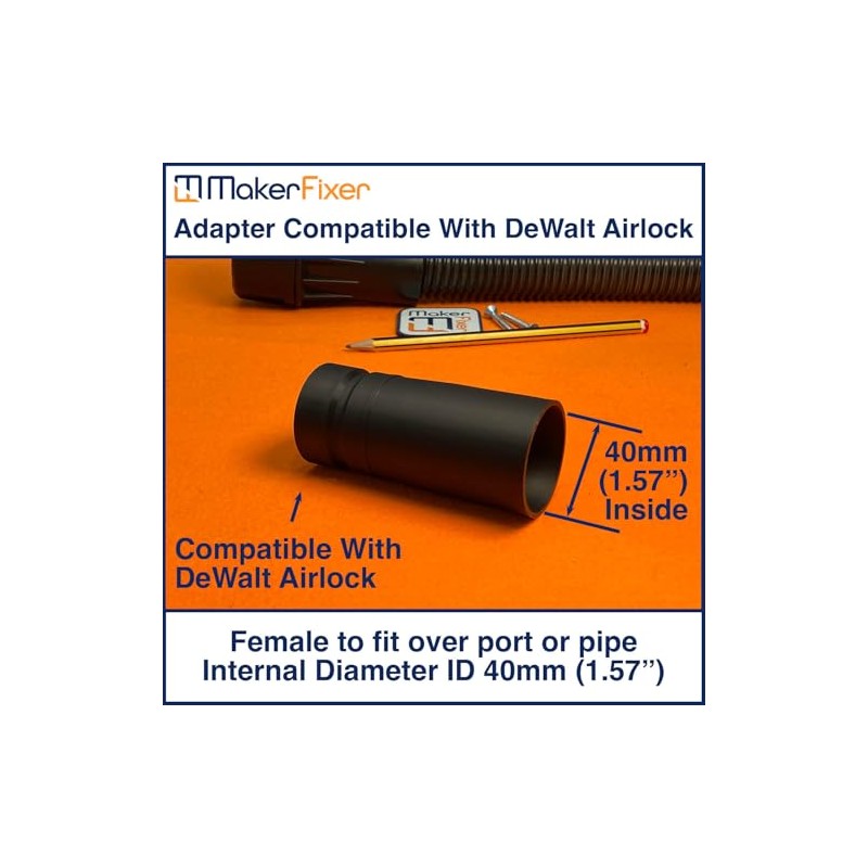 Maker Fixer Female Dust Extraction Adaptor Compatible with DeWalt AirLock,