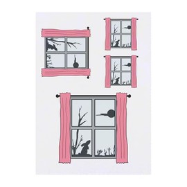 4 x 'Moon Gazing Hare Through Window' Temporary Tattoos - Water Resistant, Skin-Safe, Non-Toxic Transfers, Mixed Sizes (TO00082198)