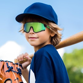 AJBAY Polarized Kids Sunglasses Youth Baseball Sunglasses UV400 6-14 Boys Girls Sports Sun Glasses Shade for Softball Cycling