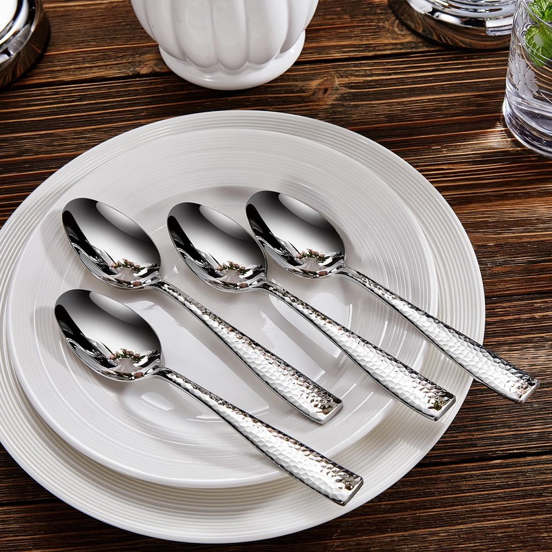 KEAWELL Premium 20/45/65 Piece Louis Hammered Silverware Set with Squared