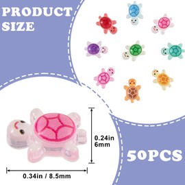 Winsyison 50pcs Mini Turtles for Crafts, Luminous Sea Resin Turtle Miniature Figurines, Cute Tiny Animals Figurines for Nail Art Plant Decor Handicrafts Miniature Gardens Landscapes