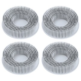 HARFINGTON 4pcs Bristle Disc 3" 120 Grit R-Type Abrasive Brush Coarse Bristle Disc Deburring Electric Disc Brush Attachment Abrasive Coating Removal Disc for Metal, Gray