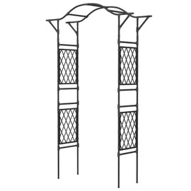 TANGZON Garden Arch, Heavy Duty Metal Frame Pergola Arbor Trellis, Outdoor Plants Roses Vines Climbing Plants Support Archway for Wedding Party Lawn Walkway (Black, 170 x 39 x 210 cm)