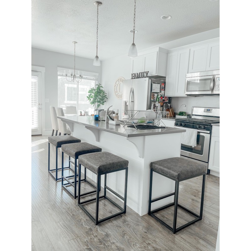 PHI VILLA Bar Stools Set of 3 - Thick Cushion