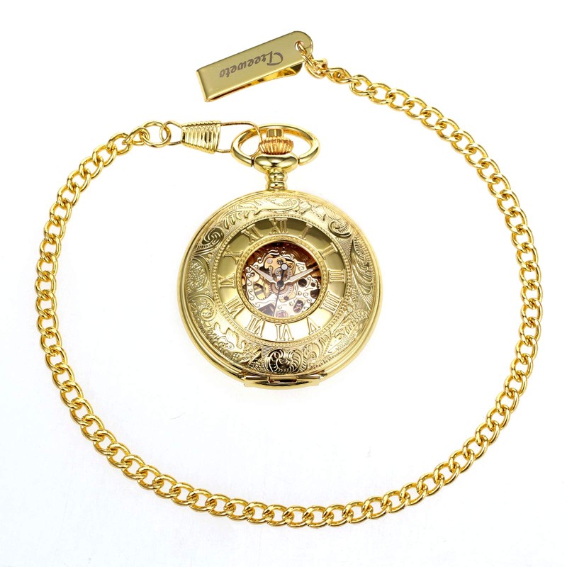 Treeweto - Reloj mecánico de bolsillo para hombre y mujer,