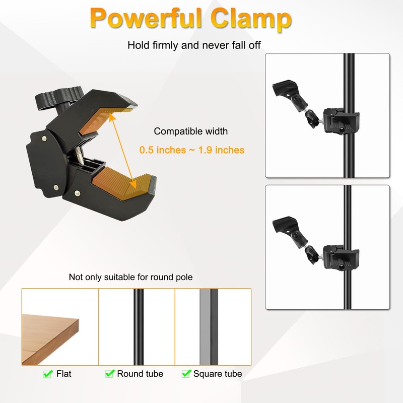 Mic Crab Clamp Microphone Mount, Desk Pipe Pole Clamp Mic