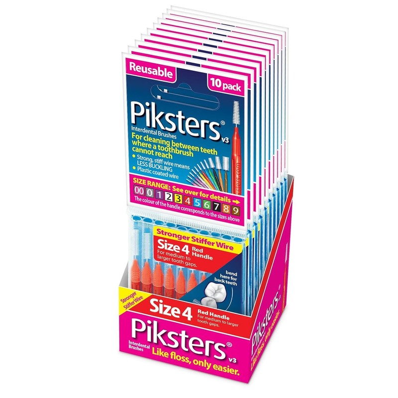 Piksters Interdental Brushes, Size 4, 100 Count (10 x 10