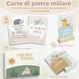 HuBorns - Milestone Cards Baby to Remember Special Moments, 46 Baby Milestone Cards, Unique and Beautifully Design, Baby Monthly Cards, Ideal for Baby Gifts (Italian)