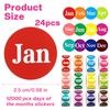 12000 Pcs Labels Round Month Stickers, 24 Rolls 1 Inch