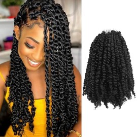 Starlovely Passion Twist Braiding Hair 14 Inch,1B Water Wave Crochet Hair for Soft Boho Twists 4 pack Lightweight Synthetic Braids, Pre-Looped Hair Extensions