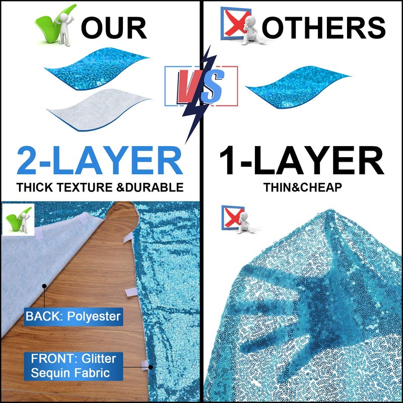 yuboo Teal Blue Christmas Tree Skirt, 48 Inch Sequin Double