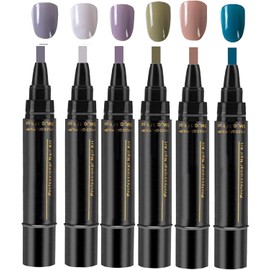 Lápiz de Esmalte Uñas, 6 Piezas Lápices Esmalte Uñas Gel Resistentes al Agua, Kit de Herramientas Larga Duración para Uña Artísticas, Juego Lápices Colores para Pintar Uña, para Mujeres Niñas