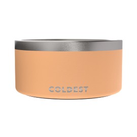 Coldest Dog Bowl - Anti Rust Metal, Non Slip, 3 Layers Insulated Stainless Steel Dog Bowls - Spill Proof & Heavy Duty - Water Bowl for Dogs, Cats & Pets, Dish Washer Safe (200 oz, Sahara Peach)