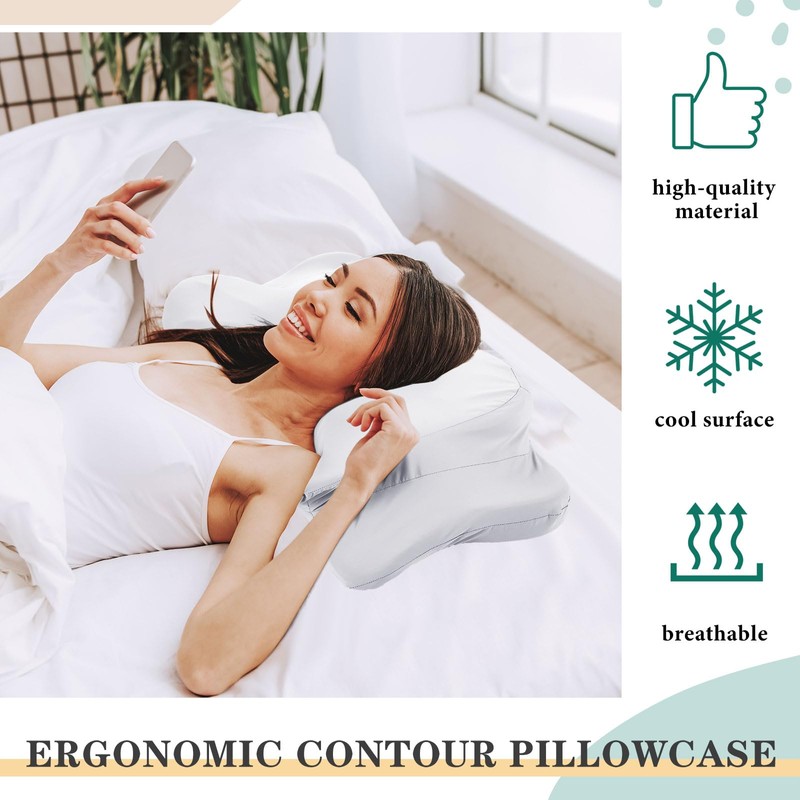 Hahafelt Waterproof Pillow Protector with Zipper Cervical Neck Pillowcase (Only