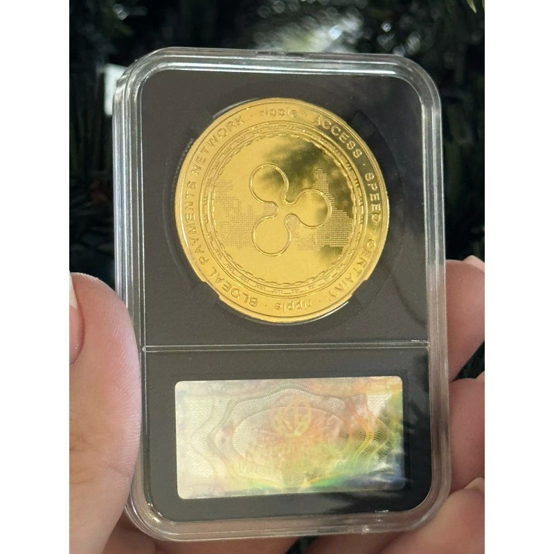 XRP Coin Metal Physical Coin In Plastic Protective Case