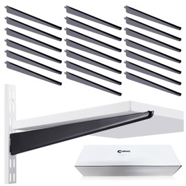 CroBlissful 20 Pcs Adjustable Shelf Brackets for Double Track System Closet Organization Heavy Duty Wire Shelf Brackets (Black,7 Inch)