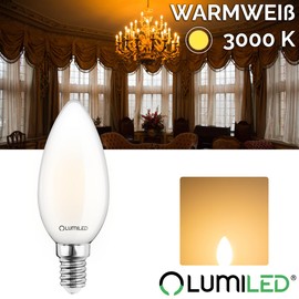 Lumiled B35 E14 LED Lampe 7W (ersetzt 60W), 806 Lumen, Vintage Filament Milch Glas Leuchtmittel Kerze Kerzeform 3000K Warmweiß Birne Lampen 360° Strahlwinkel Glühbirnen Kerzenbirnen 6er-Pack
