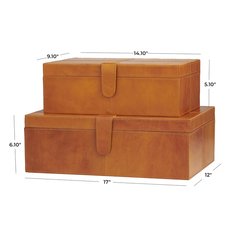 Deco 79 Leather Handmade Decorative Box Storage Decorative Keepsake Boxes