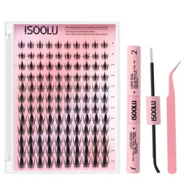 ISOOLU Fairy Lash Clusters Manga Individual Lashes C Curl Wispy Eyelash Clusters WideSpan Eyelash Extension Kit with Lash Bond and Seal Wet-Look Spiky Cluster Lashes (Fairy Kit)