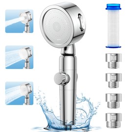 HS-Posinu-WQR-555 Shower Head, 80% Pressure Reduction, Water Purification, Chlorine Removal, Ultra Fine Water Flow, High Water Pressure, Angle Adjustment, 3 Step Modes, Water Stop Button, Leak Proof