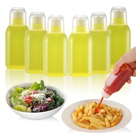 RAMFIYN 6pcs 3.4 oz Salad Dressing Container to Go, Leak Proof Travel Size Salad Dressing Bottles for Lunch with Screw Cap, Small Condiment Containers with Lid