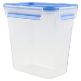 Emsa 508543 Clip & Close Rectangular Food Storage Container with Lid, 1.5 Litres, Transparent/Blue