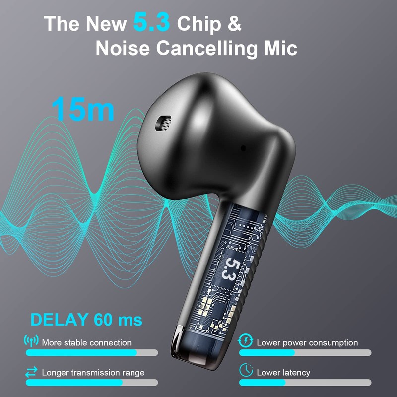 Wireless Earbuds, Bluetooth 5.4 Earbuds Stereo Bass, Bluetooth Headphones in