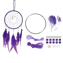 PATIKIL DIY Dream Catcher Kit, Making Dream Catcher Supplies Wall Hanging Handmade Dream Catcher Kits for Beginner Style 3, Purple