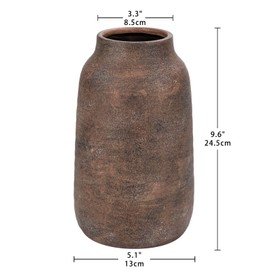 Briful 9.6" Tall Ceramic Vase for Flowers, 24.5cm Tall Vase Rustic Bronze Vase, 3.3-inch Opening Large Flowers Vase for Pampas, Dry Plants, Fresh Flowers, Home Kitchen Decor